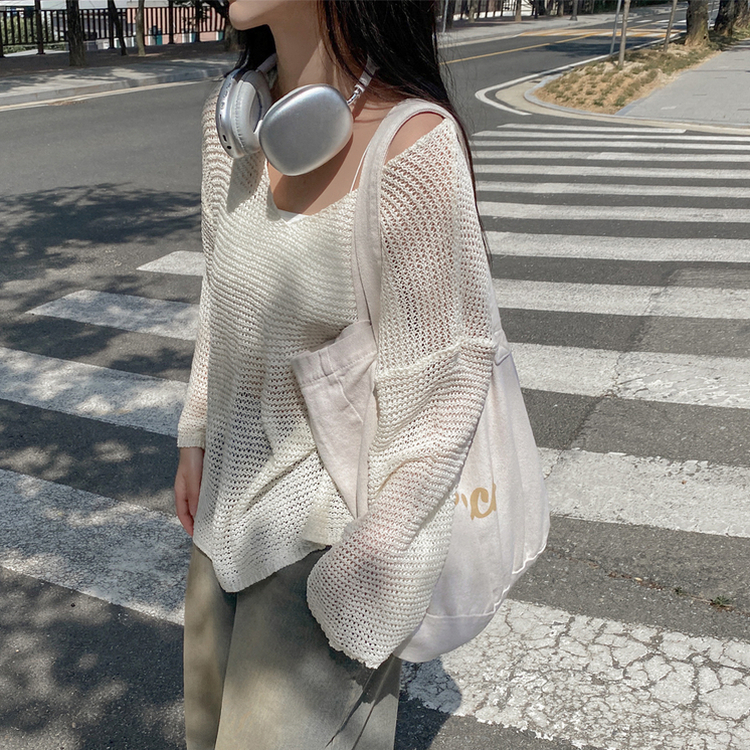 シースルーオーバーロングニット(6color) IVORY