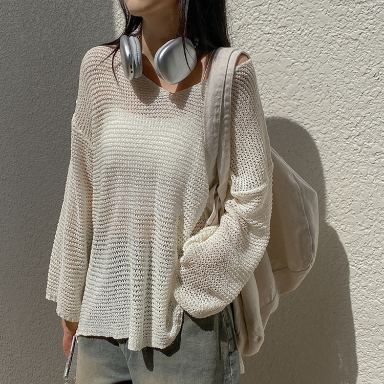 シースルーオーバーロングニット(6color) IVORY