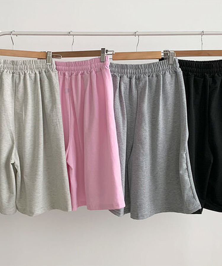 아두 핀턱 버뮤다 와이드 트레이닝 밴딩 숏 7부바지