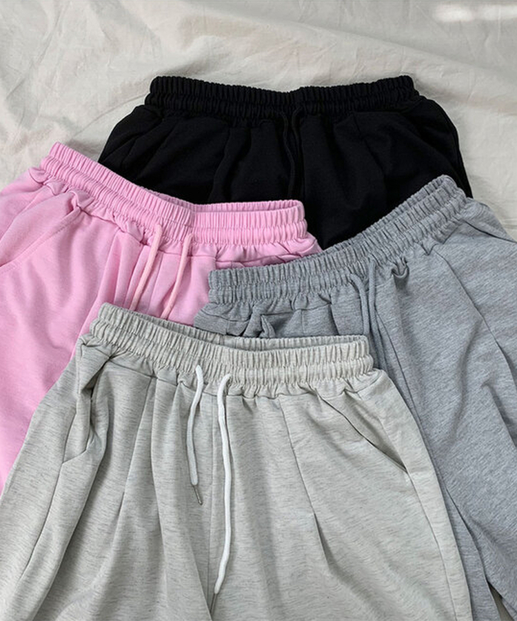 아두 핀턱 버뮤다 와이드 트레이닝 밴딩 숏 7부바지