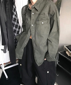 ウォッシングコットンシャツ(5color) KHAKI