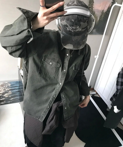 ウォッシングコットンシャツ(5color) KHAKI