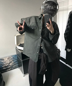 ウォッシングコットンシャツ(5color) KHAKI