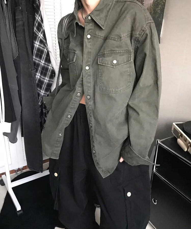ウォッシングコットンシャツ(5color) KHAKI