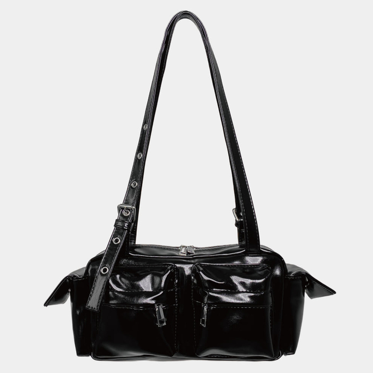 ポケッ ベルテッドショルダーバッグ  BLACK