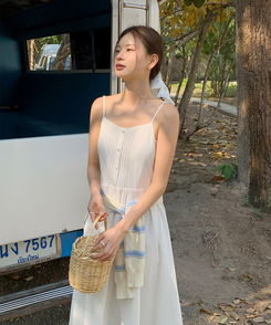 ロングワンピース ビスチェコットンロングワンピース IVORY