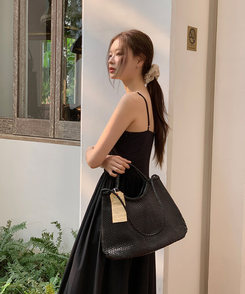 ロングワンピース ビスチェコットンロングワンピース BLACK
