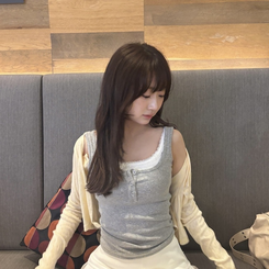 ノースリーブ レイヤードタンクトップ GREY