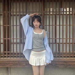 ノースリーブ レイヤードタンクトップ GREY
