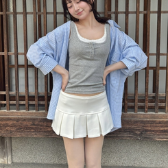 ノースリーブ レイヤードタンクトップ GREY