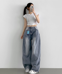 デニム 【丈別】ウォッシングバルーンワイドデニムパンツ(5color) LIGHT BLUE