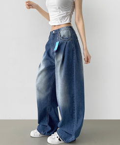 デニム 【丈別】ウォッシングバルーンワイドデニムパンツ(5color) BLUE