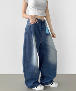 デニム 【丈別】ウォッシングバルーンワイドデニムパンツ(5color) BLUE
