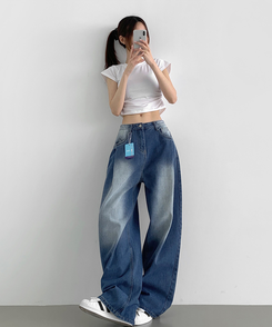 デニム 【丈別】ウォッシングバルーンワイドデニムパンツ(5color) BLUE