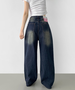 デニム 【丈別】ウォッシングバルーンワイドデニムパンツ(5color) DARK DENIM