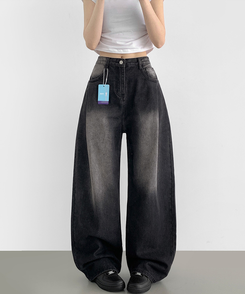デニム 【丈別】ウォッシングバルーンワイドデニムパンツ(5color) BLACK DENIM