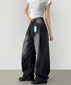 デニム 【丈別】ウォッシングバルーンワイドデニムパンツ(5color) BLACK DENIM