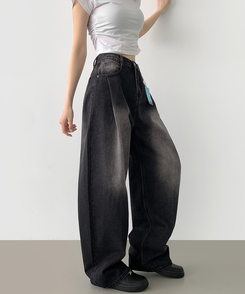 デニム 【丈別】ウォッシングバルーンワイドデニムパンツ(5color) BLACK DENIM