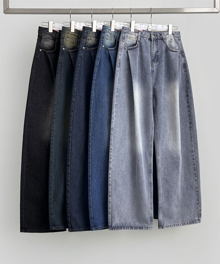【丈別】ウォッシングバルーンワイドデニムパンツ(5color)