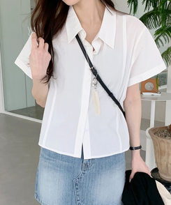 シャツ ロールドオーバー半袖シャツ IVORY