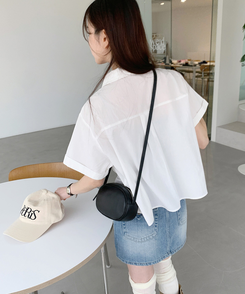 シャツ ロールドオーバー半袖シャツ IVORY