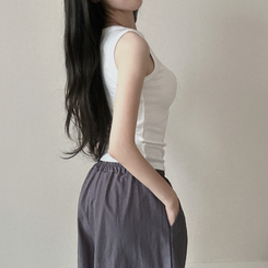 レイヤードスパンスリムキャミソール(8color) WHITE