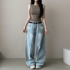 レイヤードスパンスリムキャミソール(8color) KHAKI