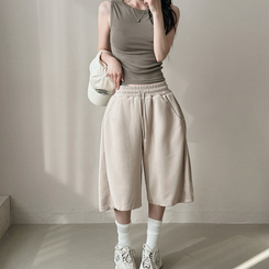 レイヤードスパンスリムキャミソール(8color) KHAKI