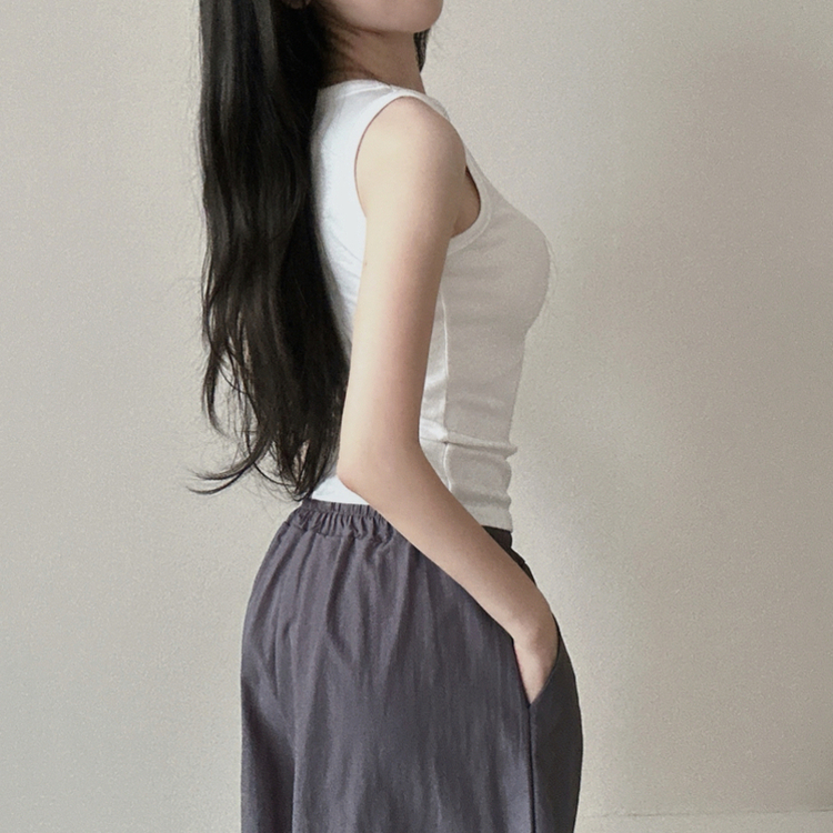 レイヤードスパンスリムキャミソール(8color) WHITE