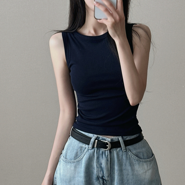 レイヤードスパンスリムキャミソール(8color) NAVY