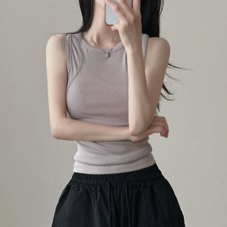 レイヤードスパンスリムキャミソール(8color) GRAY BEIGE