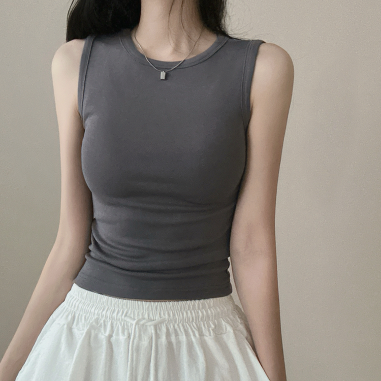 レイヤードスパンスリムキャミソール(8color) CHARCOAL