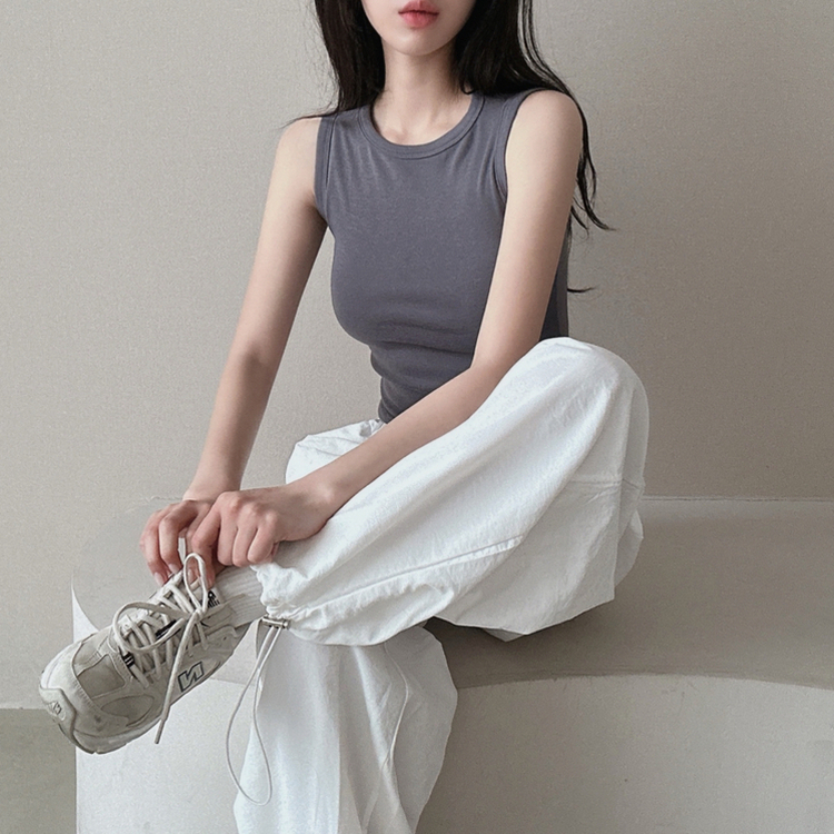 レイヤードスパンスリムキャミソール(8color) CHARCOAL