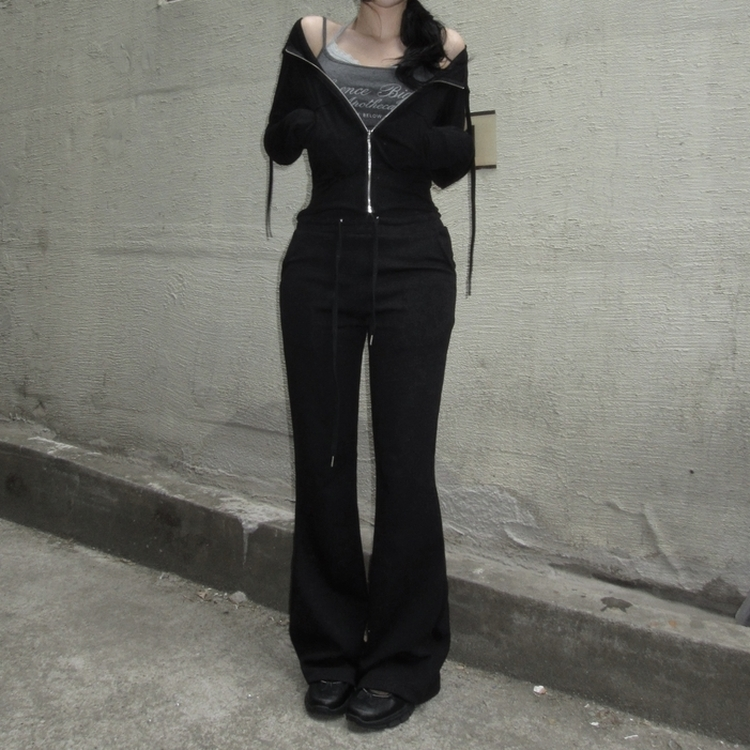 スリムブーツカットトレーニングパンツ(6color) BLACK