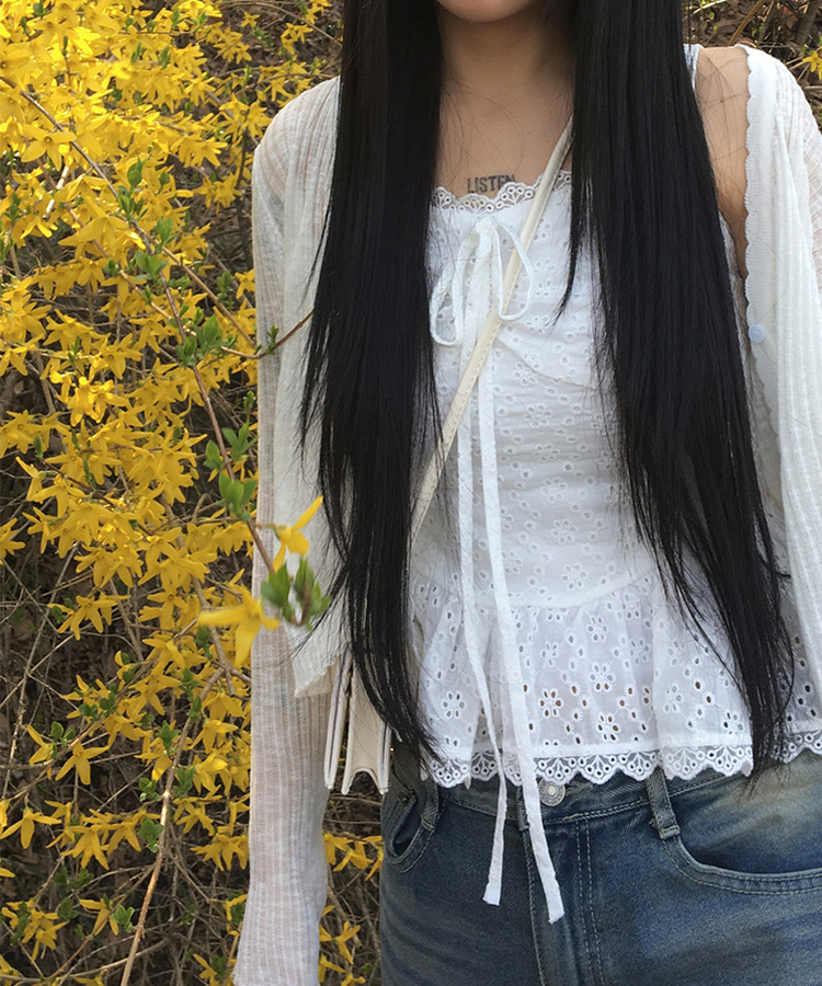 パンチングレースキャミソールブラウス WHITE