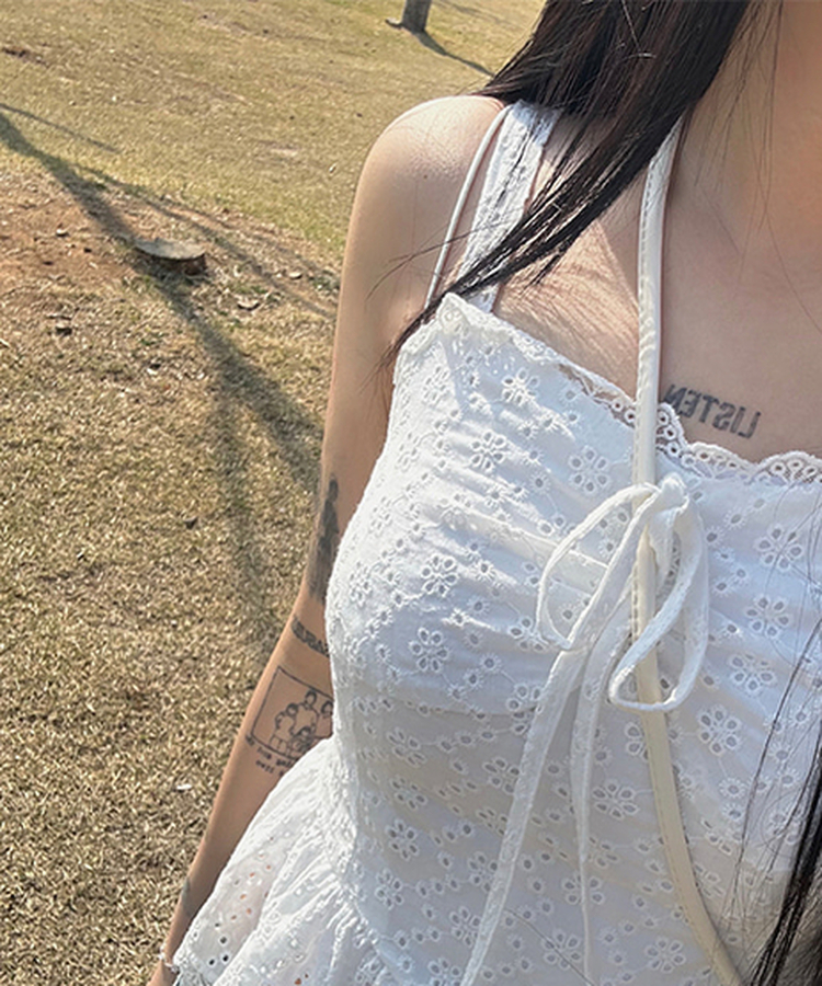 パンチングレースキャミソールブラウス WHITE