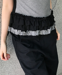 半袖Tシャツ フリルレイヤードスリーブレス半袖Tシャツ BLACK