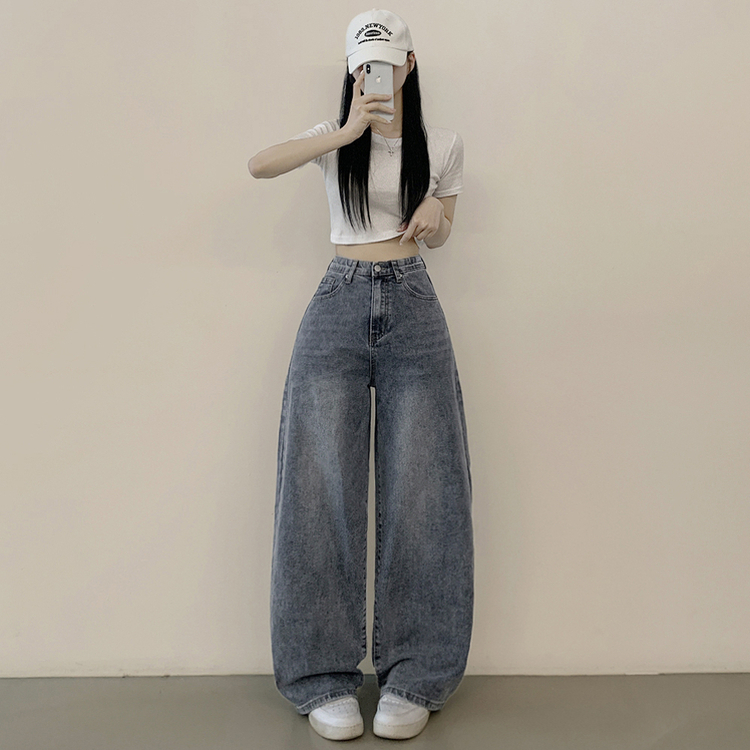 정핏 와이드 빈티지 캣브러쉬 워싱 속밴딩 와이드 데님팬츠 빅사이즈 키큰녀 키작녀 연청