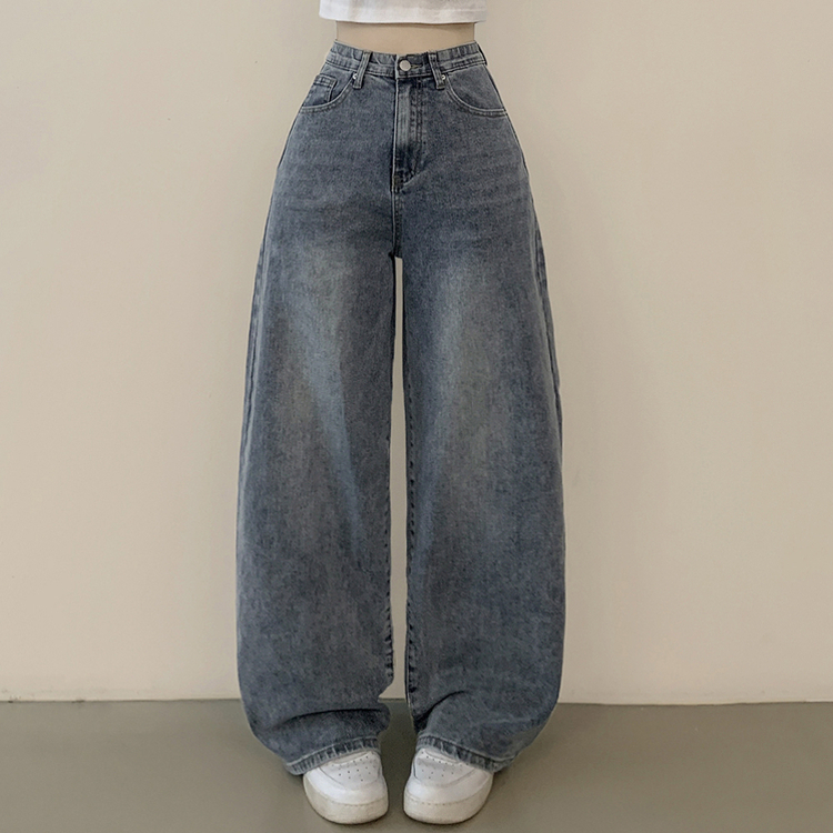 정핏 와이드 빈티지 캣브러쉬 워싱 속밴딩 와이드 데님팬츠 빅사이즈 키큰녀 키작녀 연청