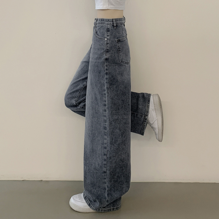 정핏 와이드 빈티지 캣브러쉬 워싱 속밴딩 와이드 데님팬츠 빅사이즈 키큰녀 키작녀 연청