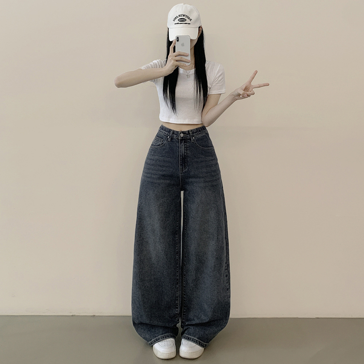 정핏 와이드 빈티지 캣브러쉬 워싱 속밴딩 와이드 데님팬츠 빅사이즈 키큰녀 키작녀 중청