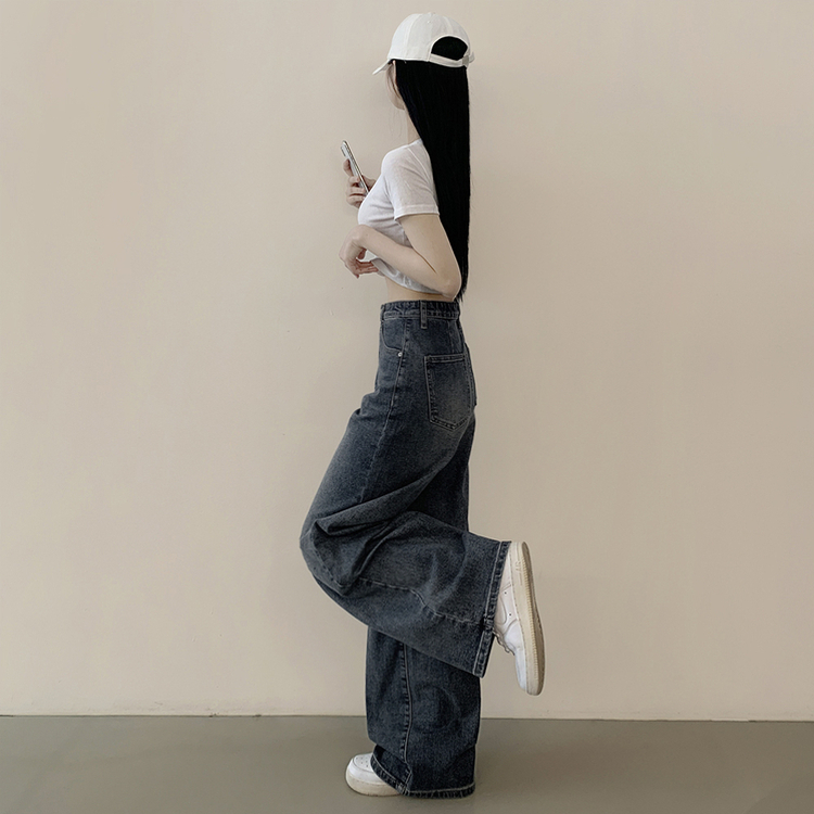 정핏 와이드 빈티지 캣브러쉬 워싱 속밴딩 와이드 데님팬츠 빅사이즈 키큰녀 키작녀 중청