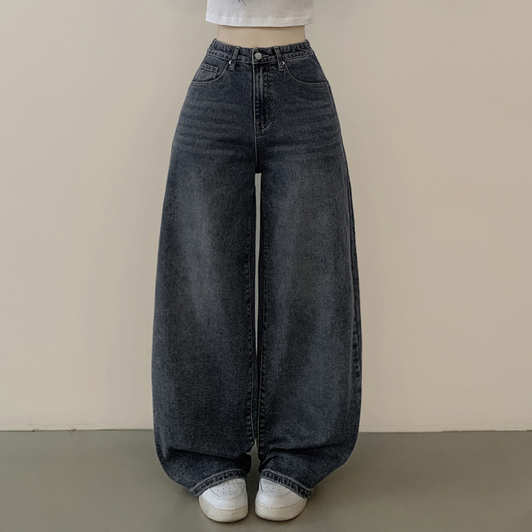 정핏 와이드 빈티지 캣브러쉬 워싱 속밴딩 와이드 데님팬츠 빅사이즈 키큰녀 키작녀 중청