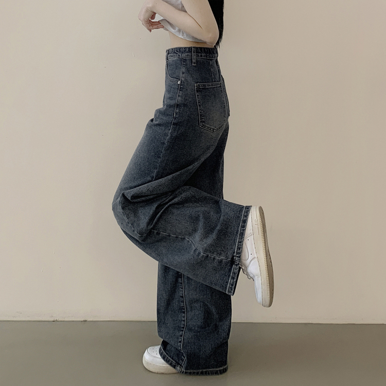 정핏 와이드 빈티지 캣브러쉬 워싱 속밴딩 와이드 데님팬츠 빅사이즈 키큰녀 키작녀 중청