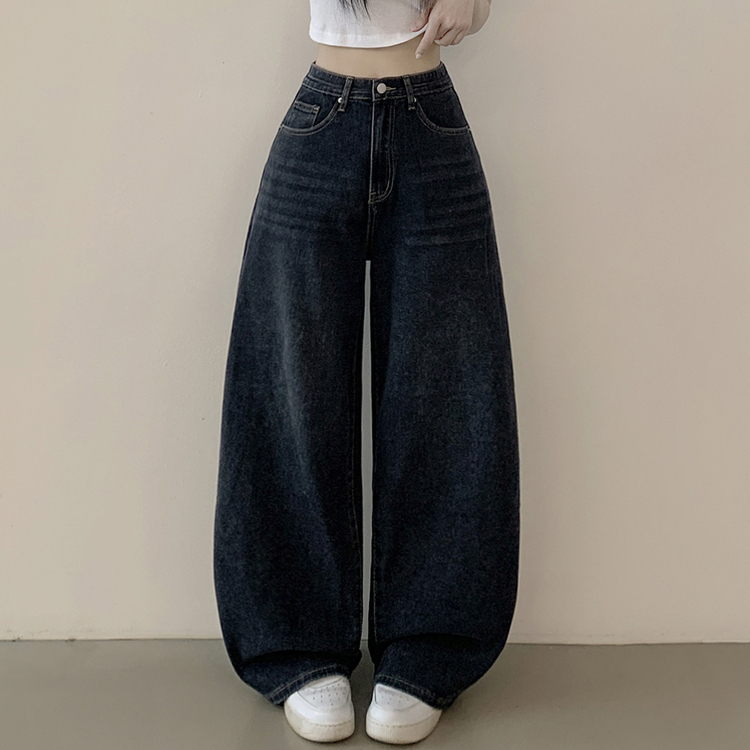 정핏 와이드 빈티지 캣브러쉬 워싱 속밴딩 와이드 데님팬츠 빅사이즈 키큰녀 키작녀 진청