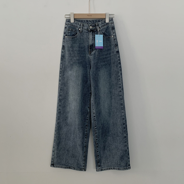정핏 와이드 빈티지 캣브러쉬 워싱 속밴딩 와이드 데님팬츠 빅사이즈 키큰녀 키작녀
