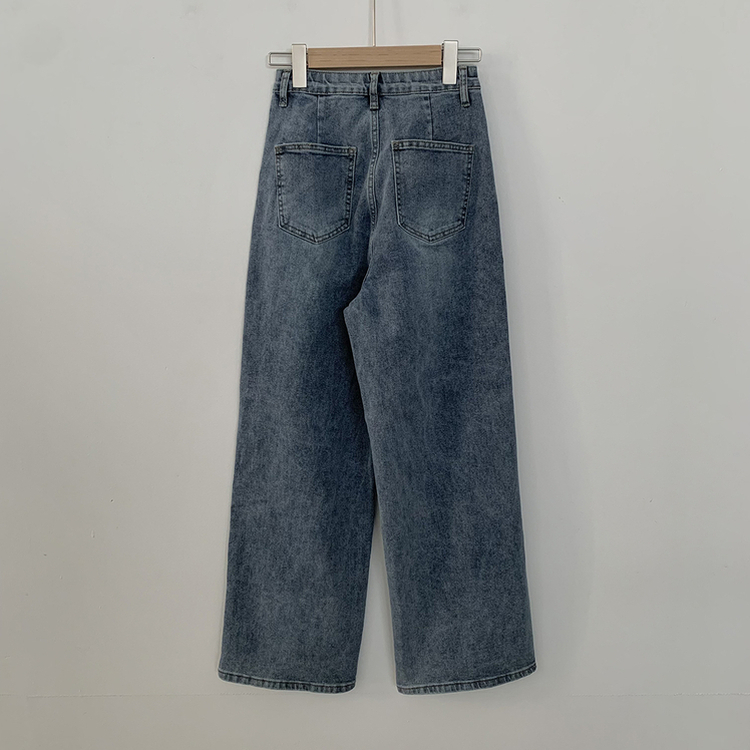 정핏 와이드 빈티지 캣브러쉬 워싱 속밴딩 와이드 데님팬츠 빅사이즈 키큰녀 키작녀