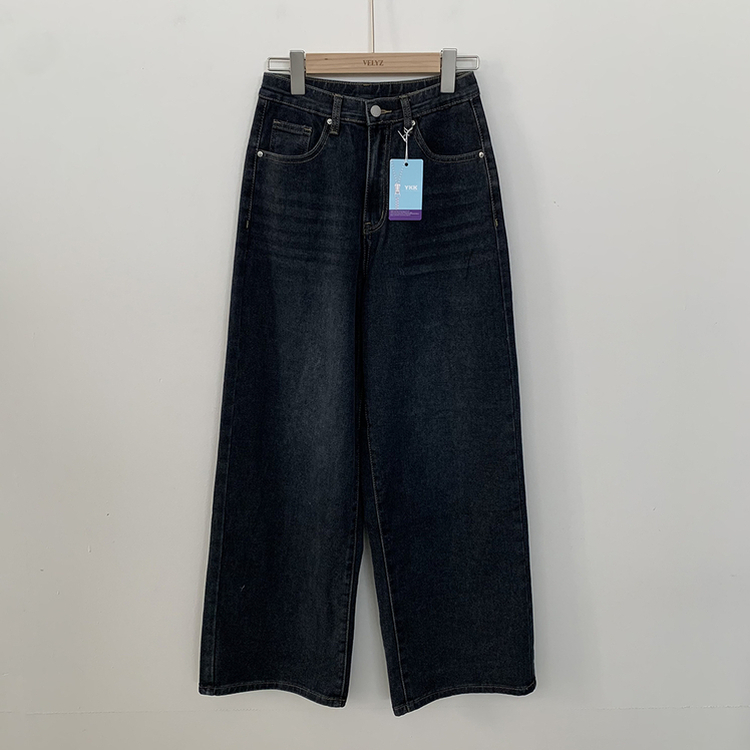정핏 와이드 빈티지 캣브러쉬 워싱 속밴딩 와이드 데님팬츠 빅사이즈 키큰녀 키작녀