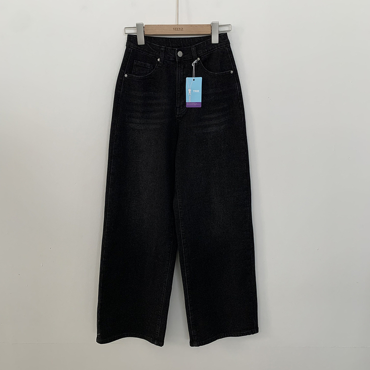 정핏 와이드 빈티지 캣브러쉬 워싱 속밴딩 와이드 데님팬츠 빅사이즈 키큰녀 키작녀