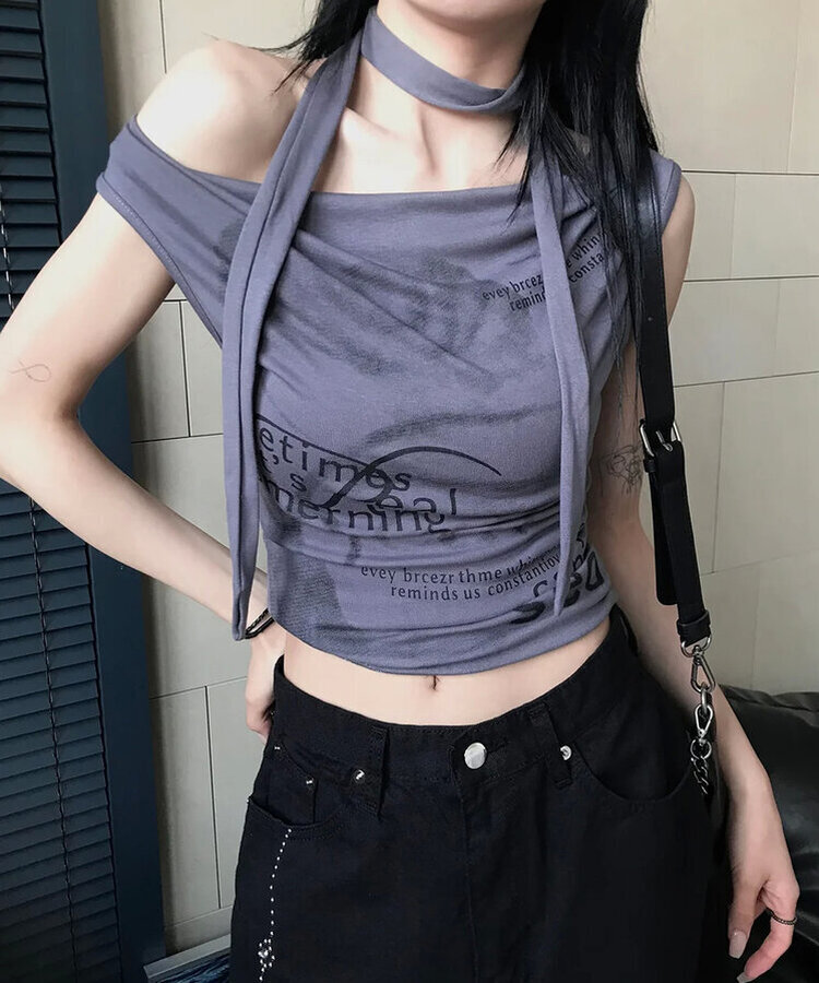 【マフラー付き】ドレープキャミソール CHARCOAL
